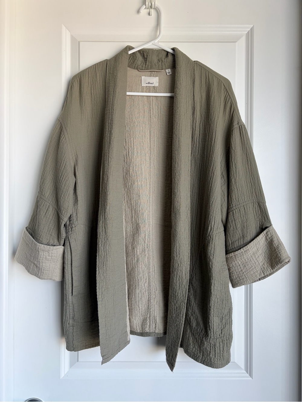 Wilfred Two-Tone Olive Green Open Kimono Jacket
